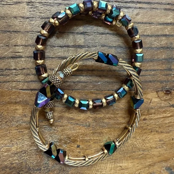 Alex and Ani Gold set of 2 wrap bracelets - Picture 2 of 7